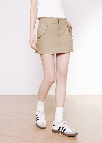 Button Cargo Mini Skirt