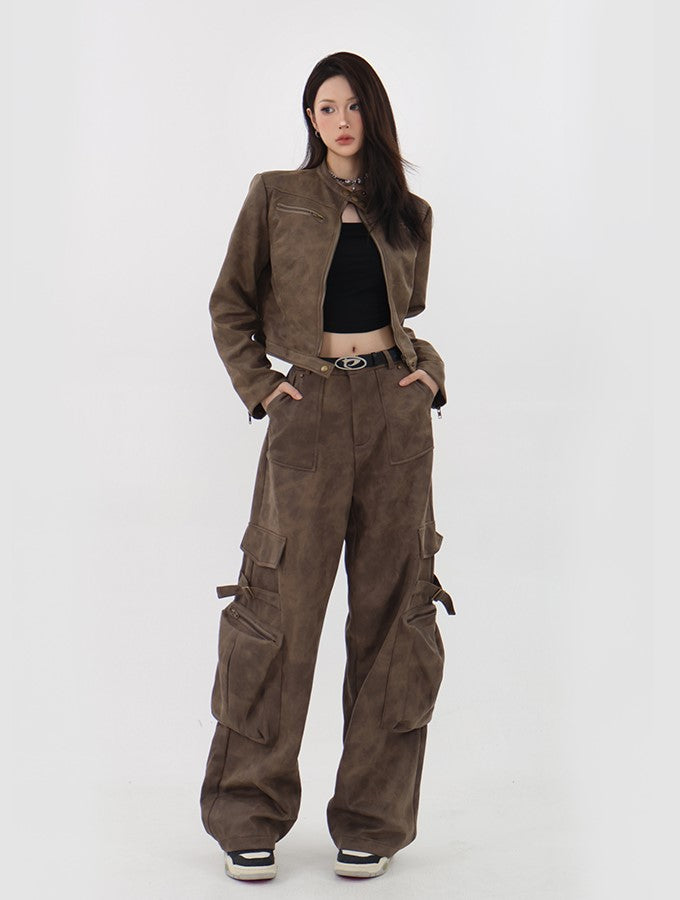 Retro Faux Leather Pants