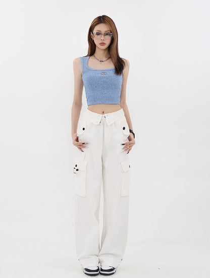 Knitted Square Neck Crop Top