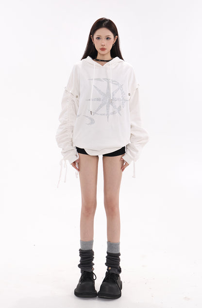 Rhinestone Celestial Ruched Hoodie