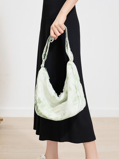 Soft Floral Canvas Crescent Bag