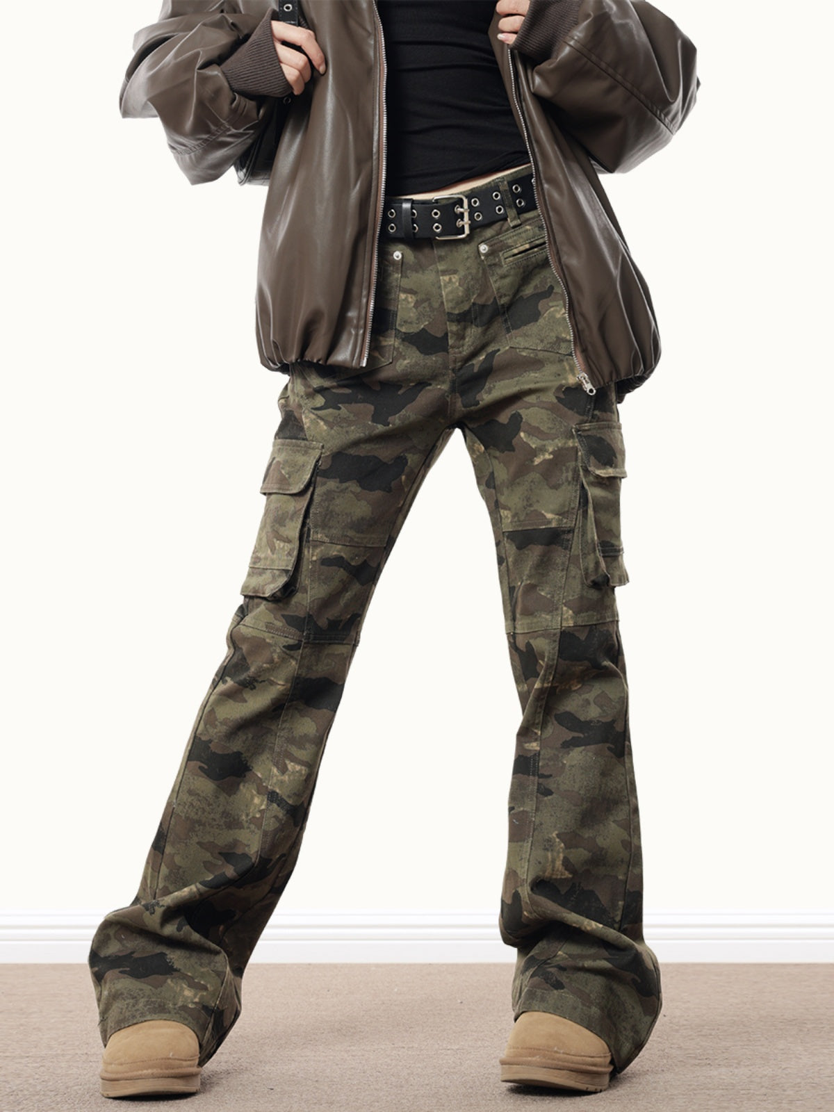 Paneled Multipocket Camouflage Trousers