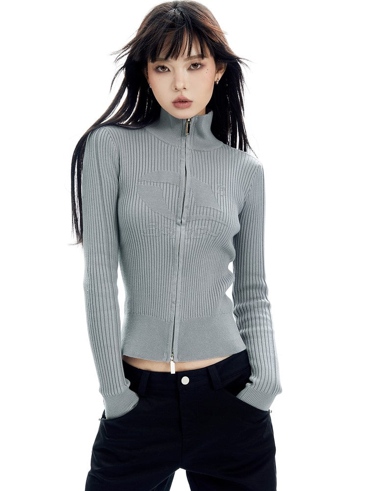 Ribbed Turtleneck Jacket