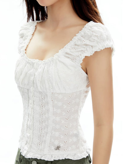 Frill Trim Lace Blouse