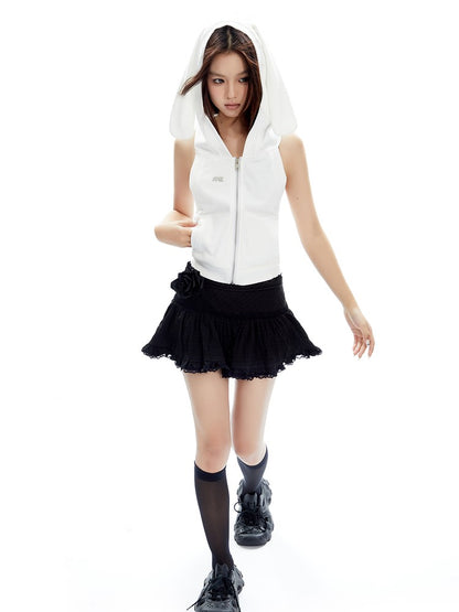 Rabbit-Eared Sleeveless Hooded Top