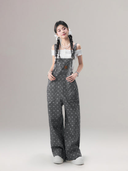 Two-Tone Floral Overalls