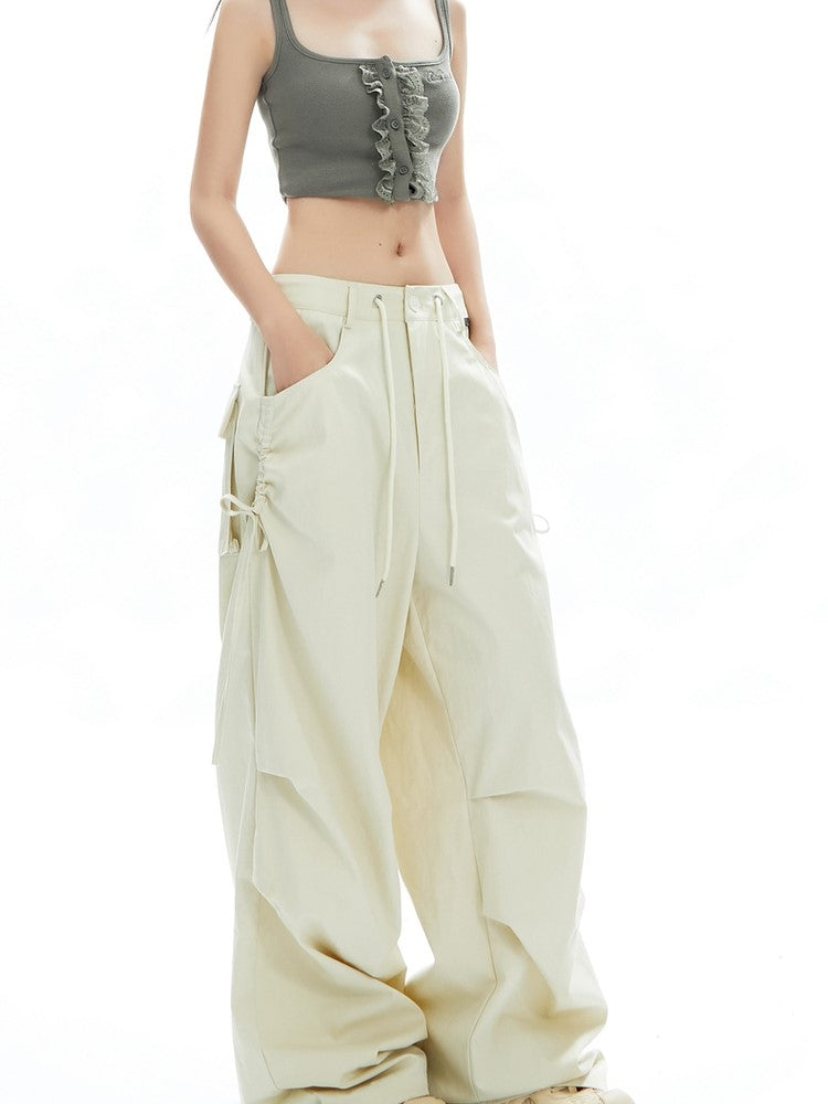 Bow-Tie Ruched Cargo Pants