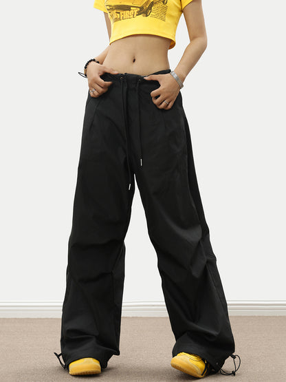 Contrast Tie Pleated Cargo Pants