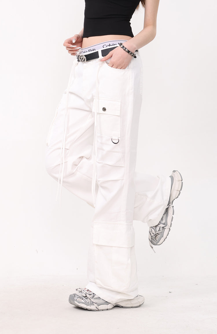 String Flared Cargo Pants