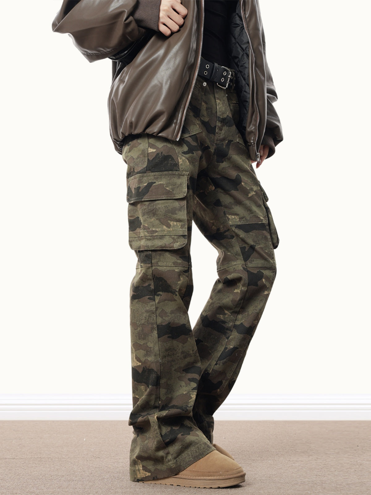 Paneled Multipocket Camouflage Trousers