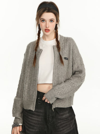 Cable Knit Zip Cardigan