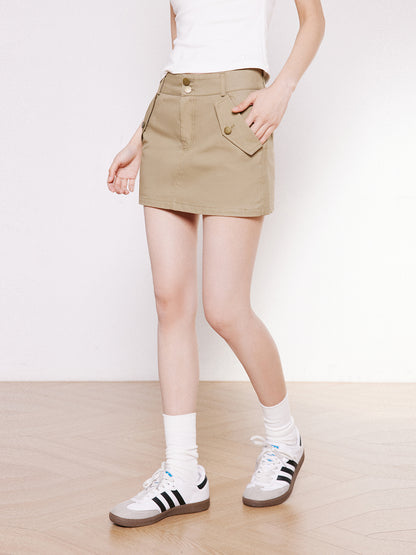 Button Cargo Mini Skirt