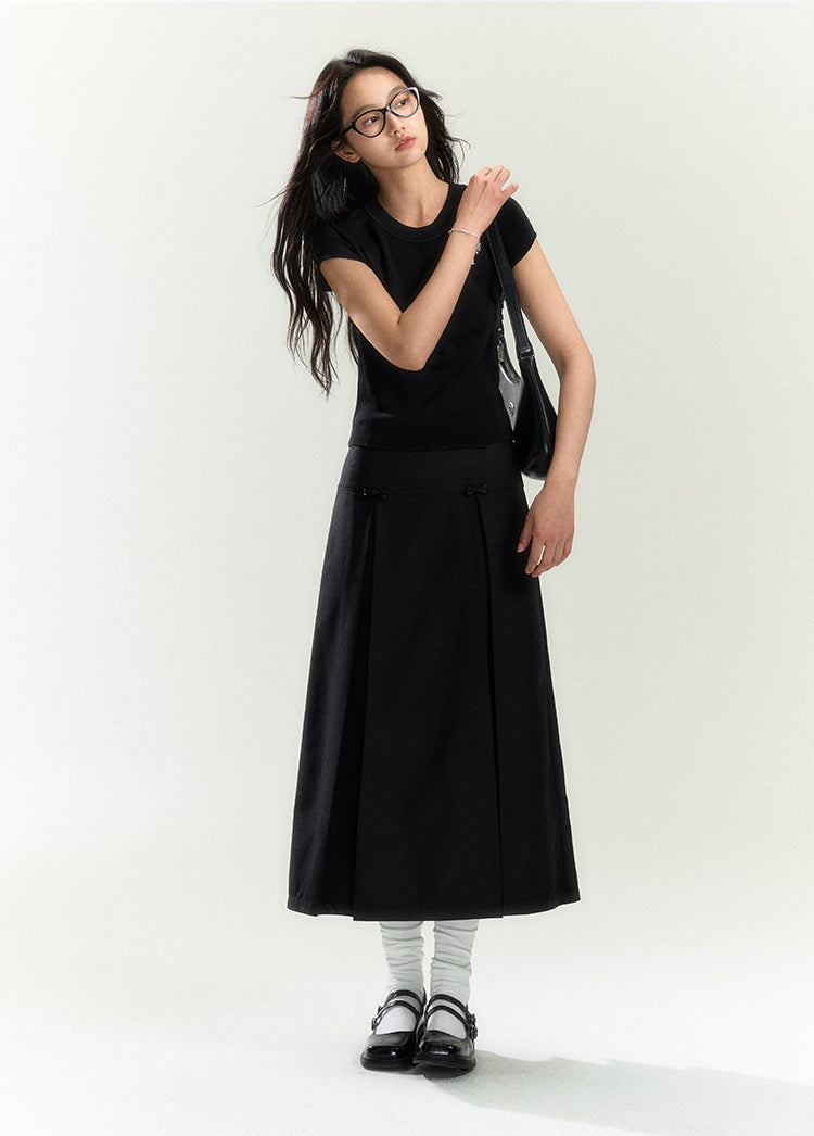 Three Pleat Midi Skirt