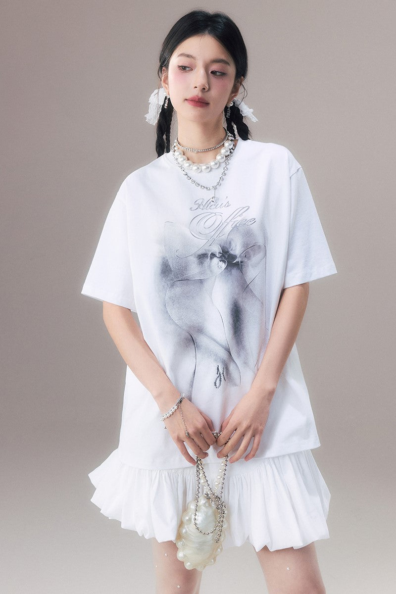 Airbrushed Bow Oversized T-Shirt