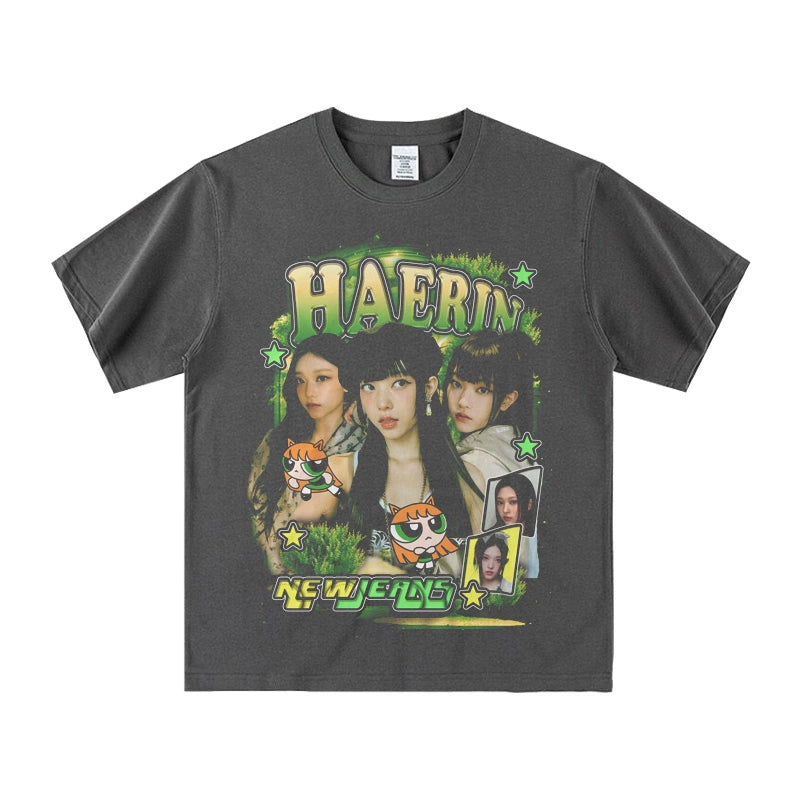 NewJeans Haerin PPG Inspired Vintage T-Shirt