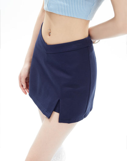 V-Shaped Slit Mini Skirt