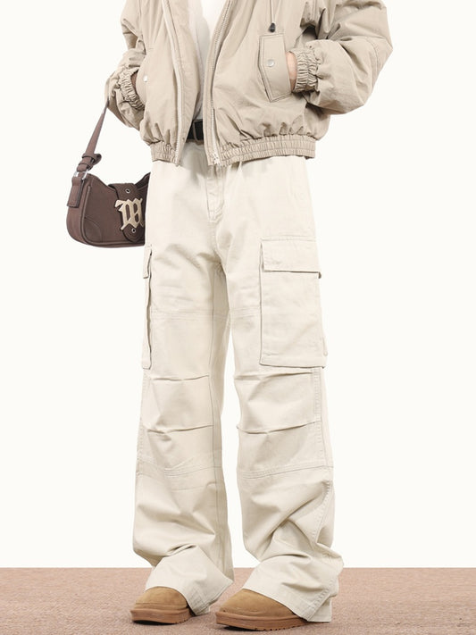 Triple-Pleated Cargo Pocket Pants