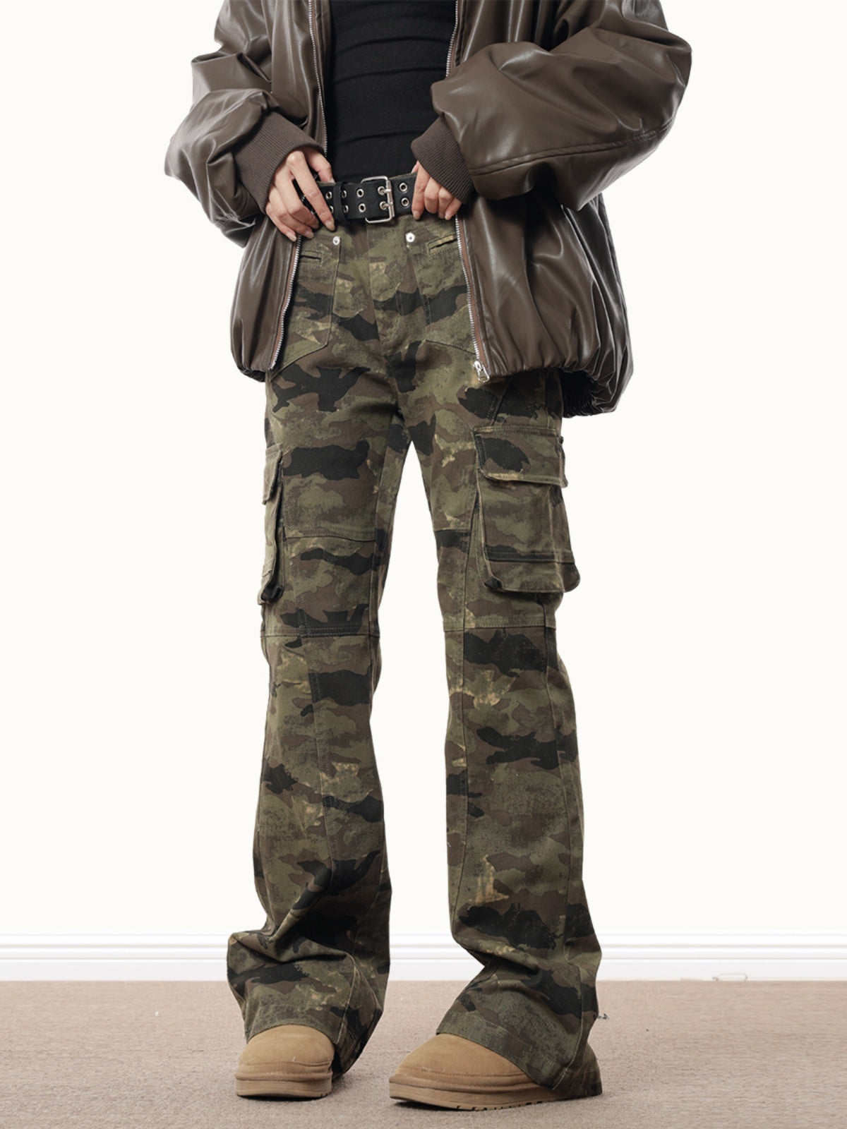 Paneled Multipocket Camouflage Trousers