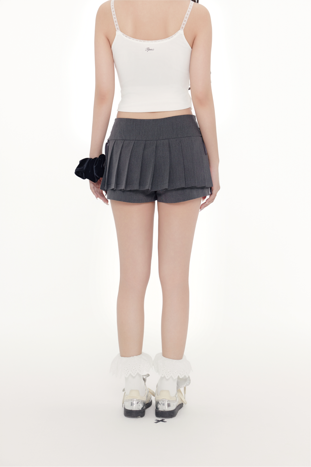 Side Bow Pleated Mini Skirt