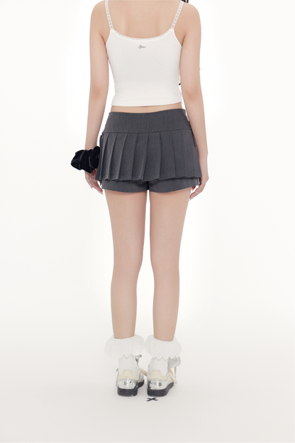 Side Bow Pleated Mini Skirt