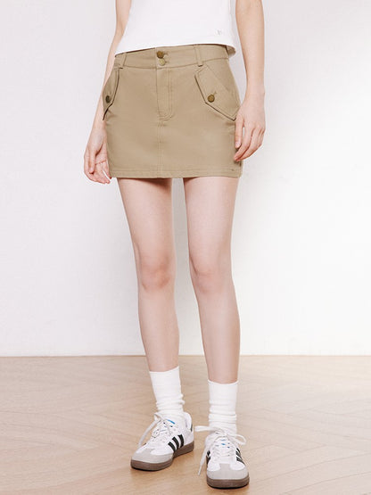 Button Cargo Mini Skirt