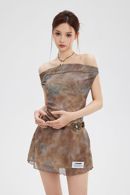 Abstract Mesh Mini Dress