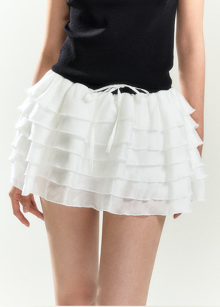 Ruffled Tulle Mini Skirt