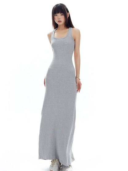 Cutout Back Slit Maxi Dress