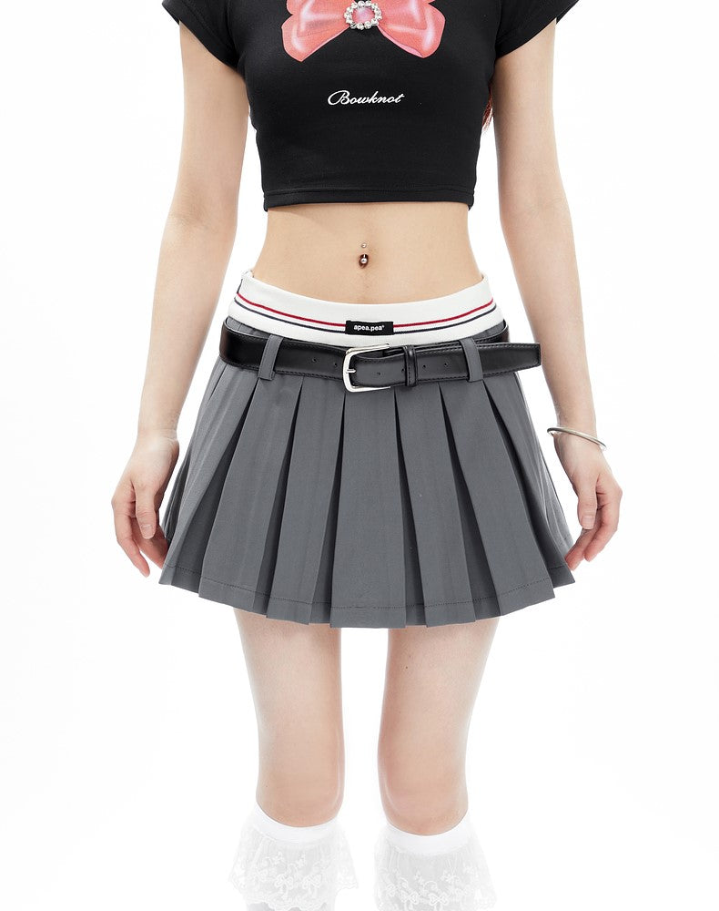 Vintage-Lined Pleated Mini Skirt