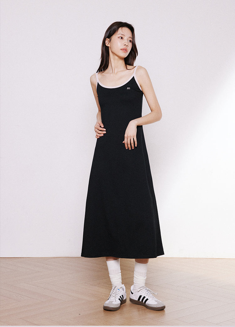 Dainty Contrast Trim Midi Dress