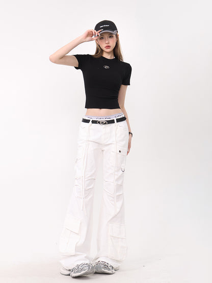 String Flared Cargo Pants