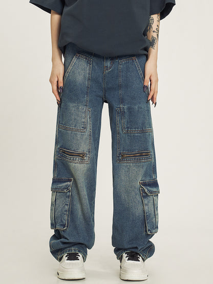 Multipocket Paneled Denim Cargo Jeans