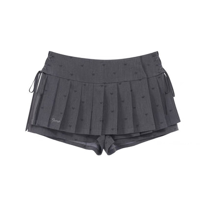 Side Bow Pleated Mini Skirt