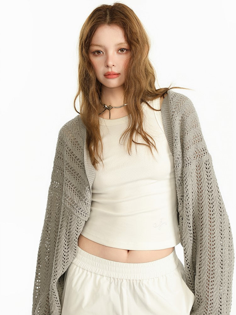 Open Front Knit Cardigan Shrug