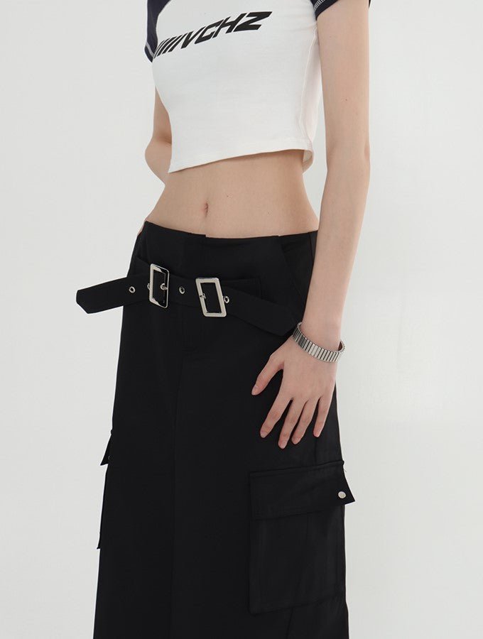 Double Buckle Midi Skirt