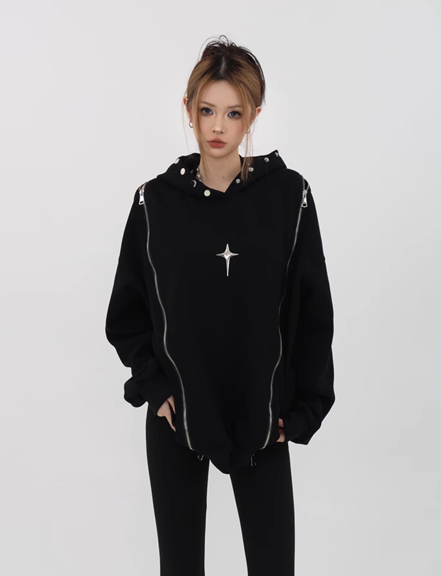 Star Spike Double Zip Hoodie