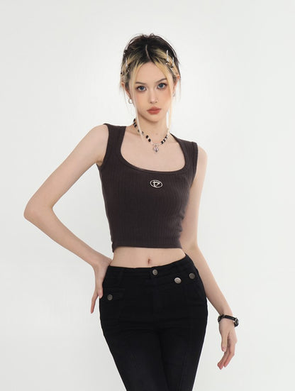 Knitted Square Neck Crop Top