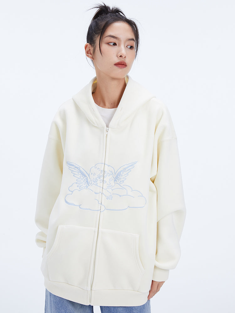 Embroidered Baby Angel Zip Hoodie