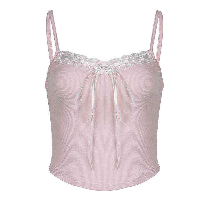 Lace Trim Tied Bow Camisole