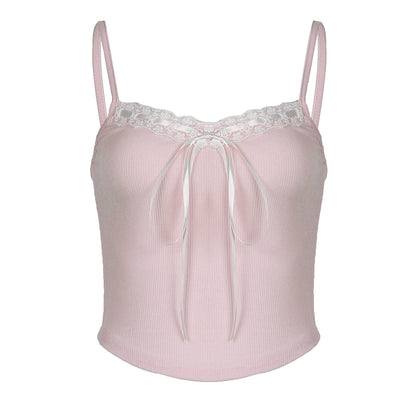 Lace Trim Tied Bow Camisole