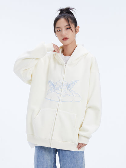 Embroidered Baby Angel Zip Hoodie