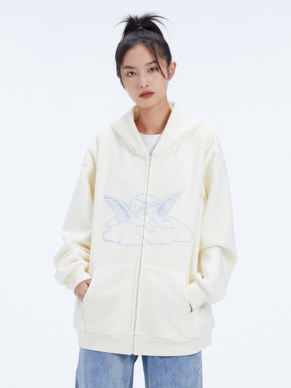 Embroidered Baby Angel Zip Hoodie