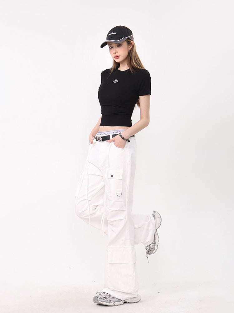 String Flared Cargo Pants