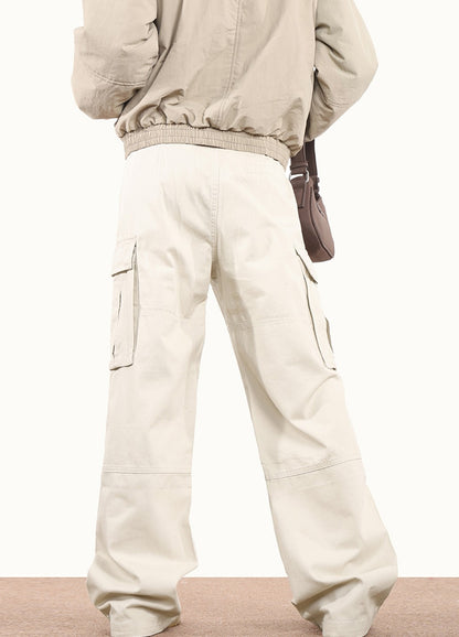 Triple-Pleated Cargo Pocket Pants