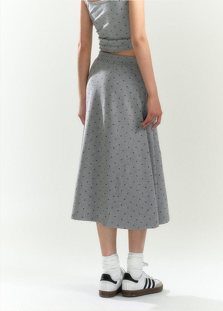 Polka Dot Elasticized Midi Skirt