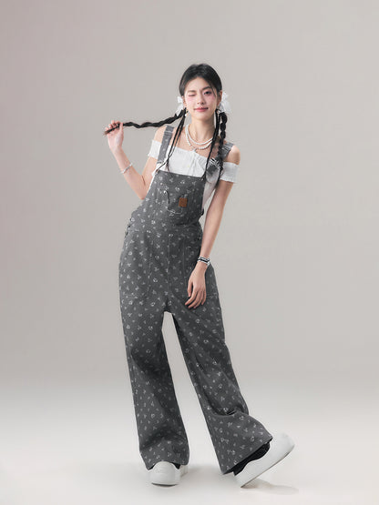 Two-Tone Floral Overalls