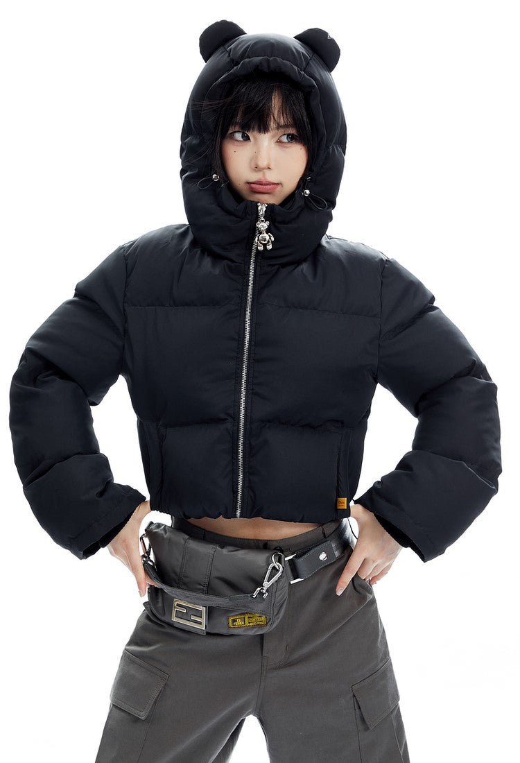 Teddy Brrr.. Cropped Puffer Jacket