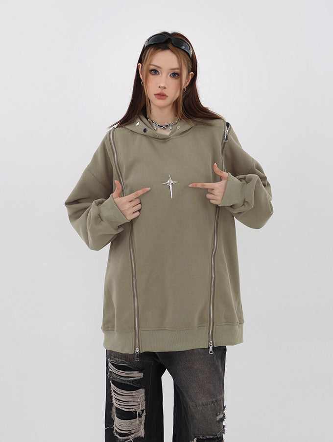 Star Spike Double Zip Hoodie