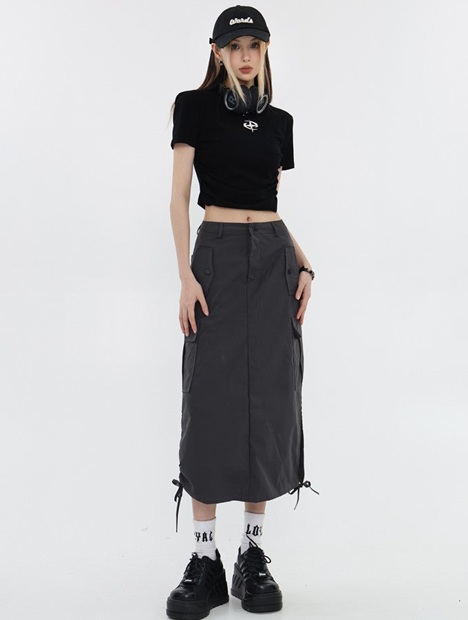 Bow-Tie Midi Cargo Skirt