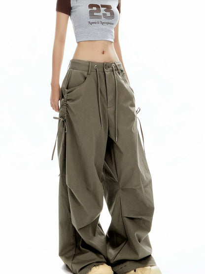 Bow-Tie Ruched Cargo Pants